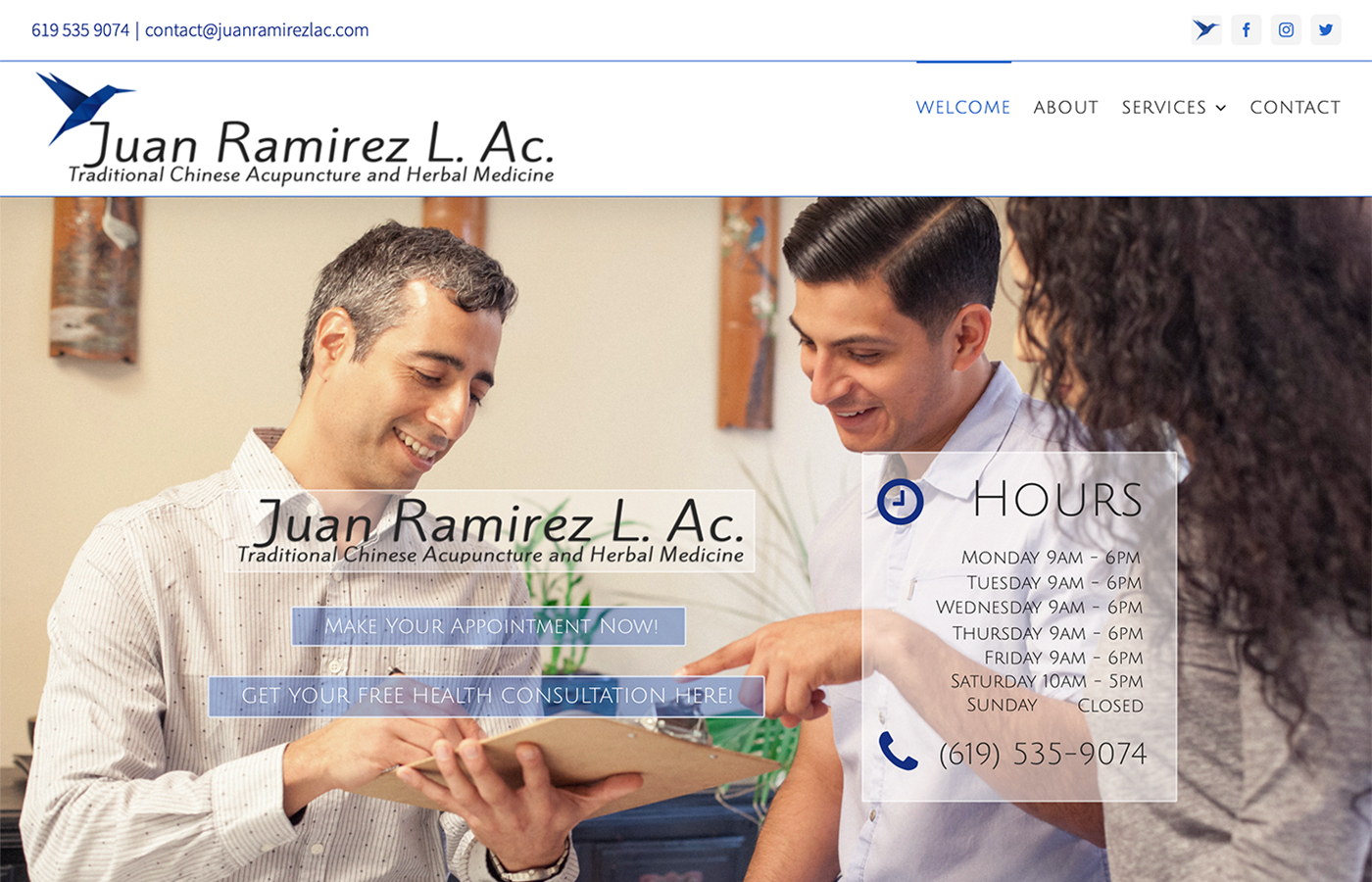 Juan Ramirez, L. Ac., website design by BURDS NERDS
