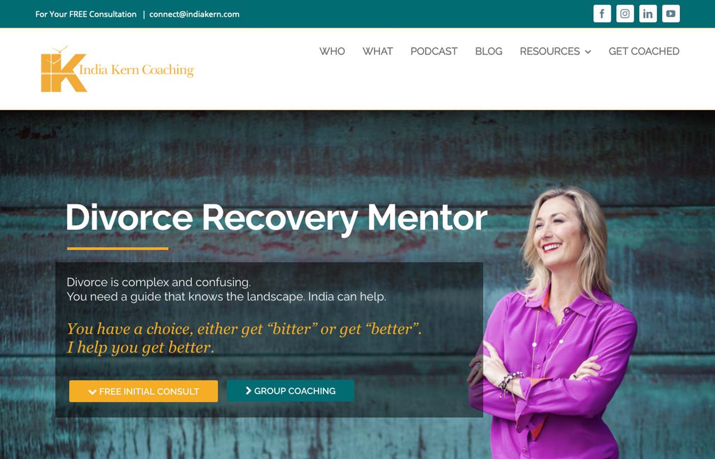 India Kern, website design by BURDS NERDS