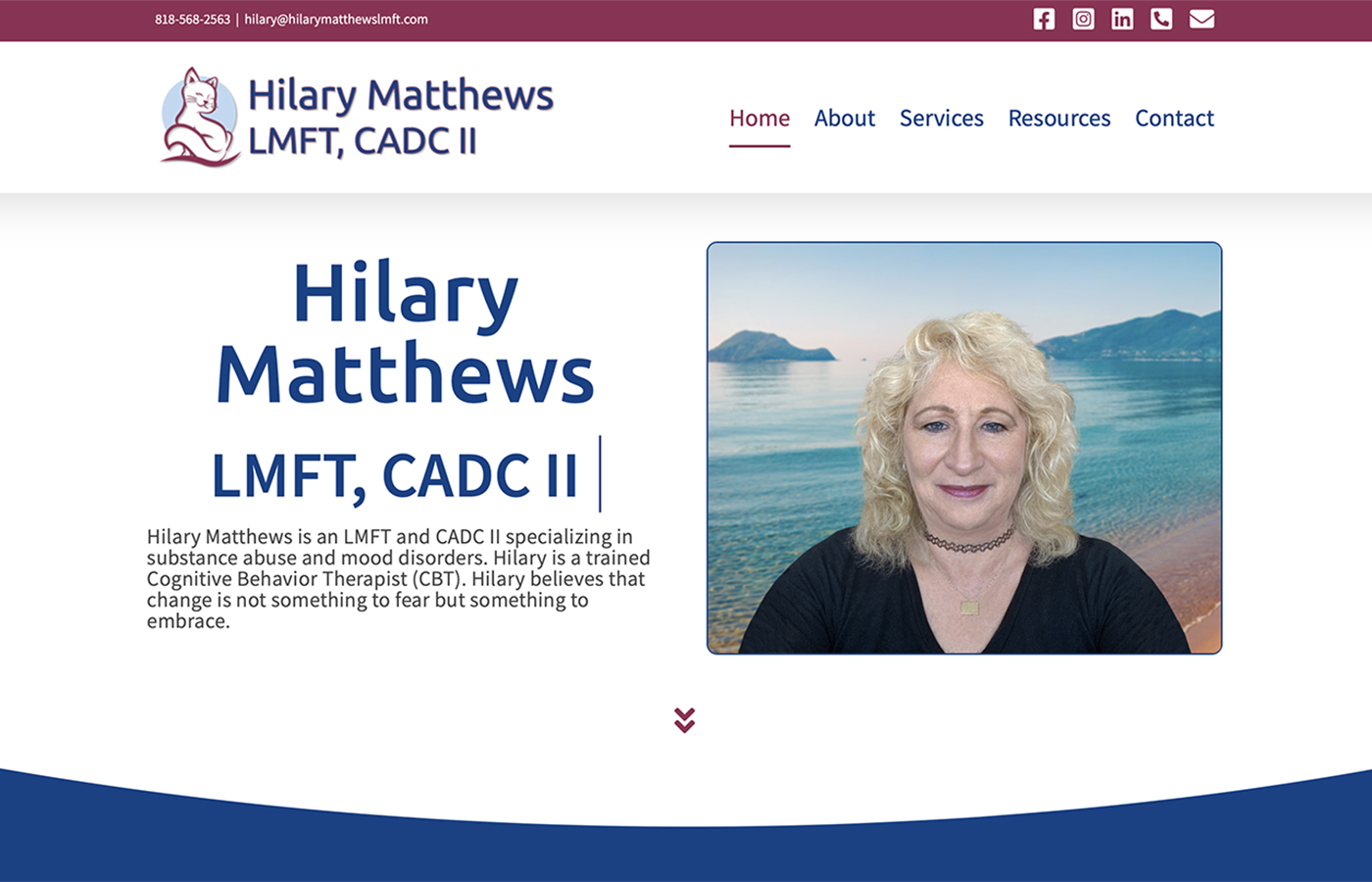 Hilary Matthews, LMFT, website design by BURDS NERDS