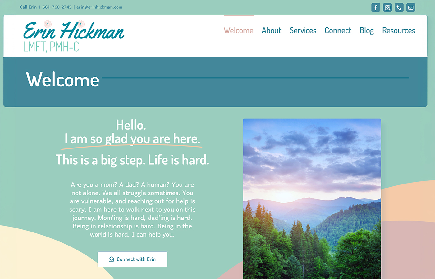 Erin Hickman, LMFT, website design by BURDS NERDS