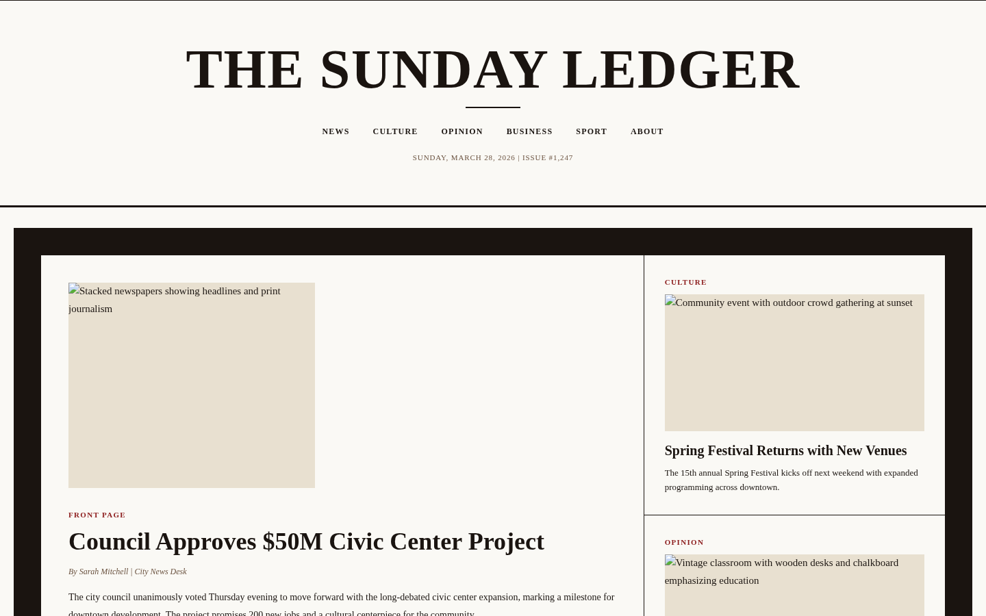 Preview of The Sunday Ledger template