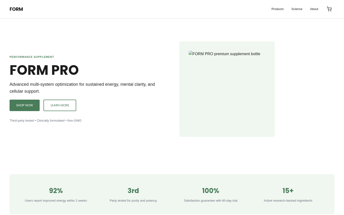 Preview of Form Nutrition template