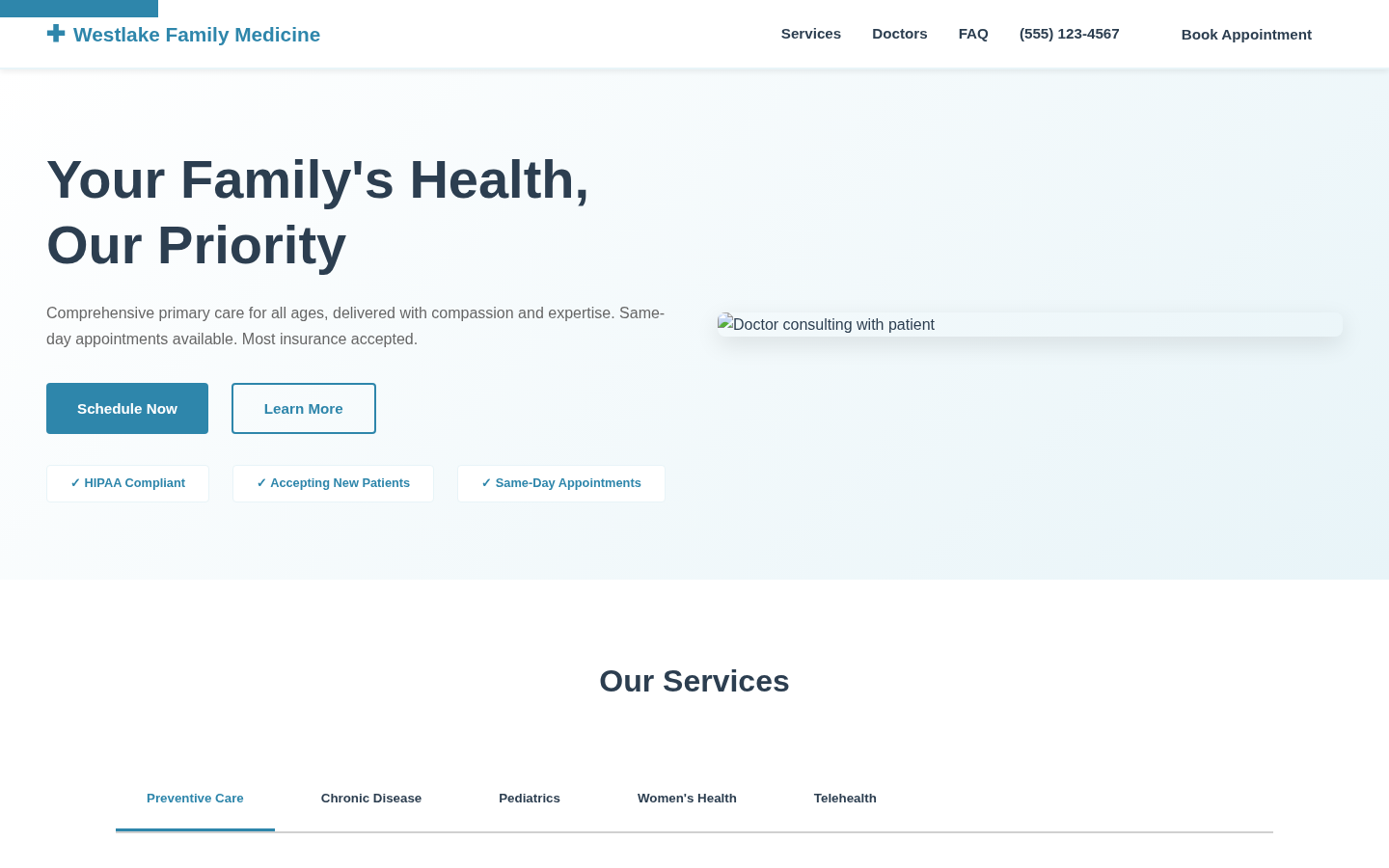 Preview of Westlake Family Medicine template