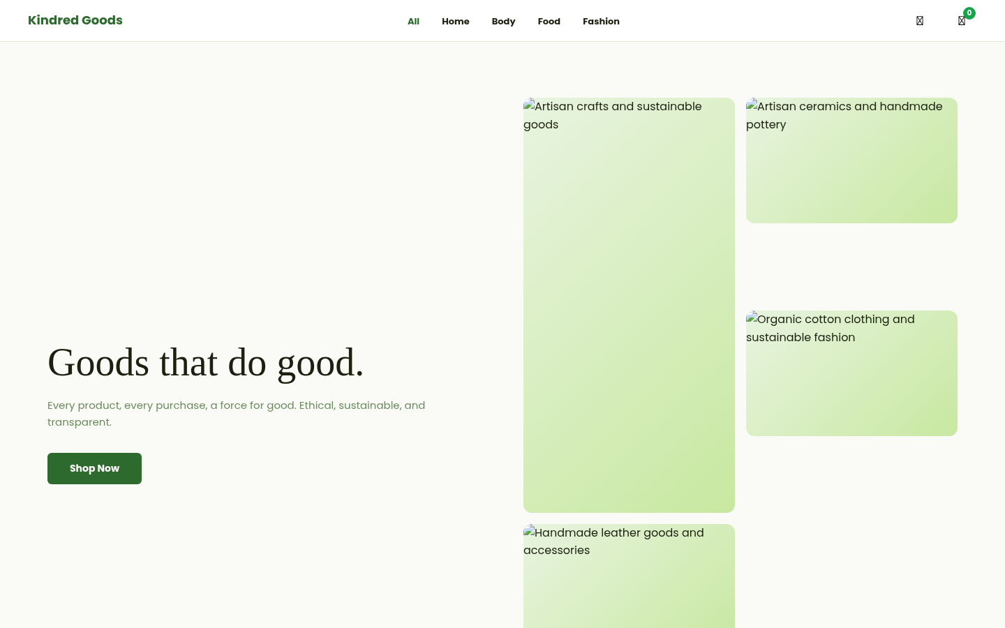 Preview of Kindred Goods template